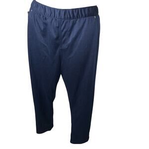 Catherines Navy Pull-On Pants 1X Plus Size Stretch Cropped Comfort Casual